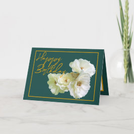 Prachtig chique witte roos bloemenboeket verjaarda kaart