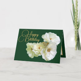 Prachtig chique witte roos bloemenboeket verjaarda kaart