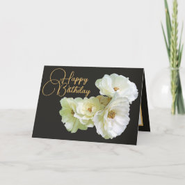 Prachtig chique witte roos bloemenboeket verjaarda kaart