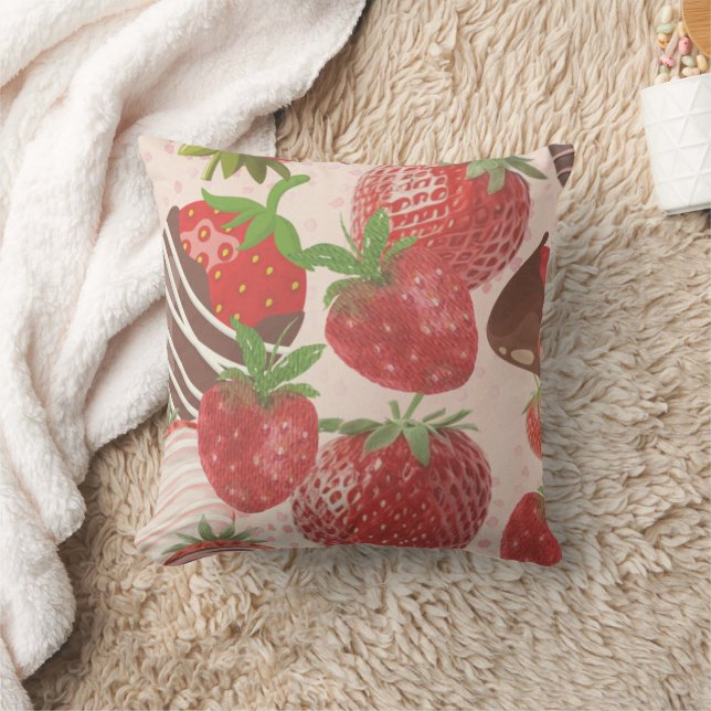 Prachtig chocolade dipped aardbeien ontwerp kussen (Deken)