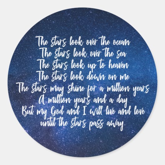 Prachtig Christelijk gebed Stars Poem Night Sky Ronde Sticker (Voorkant)