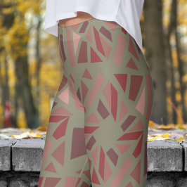 Prachtig citroen chiffon groen mozaïek patroon leggings
