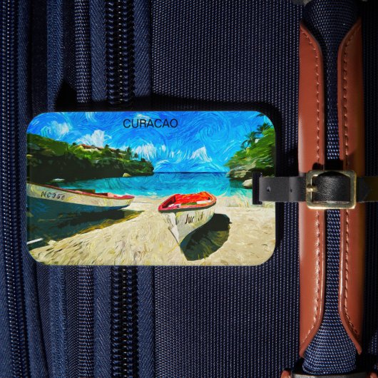 Prachtig Curacao tropisch eiland landschap Bagagelabel (Voorkant Insitu 4)