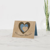 Prachtig Dank u kaart met harten (Voorkant)