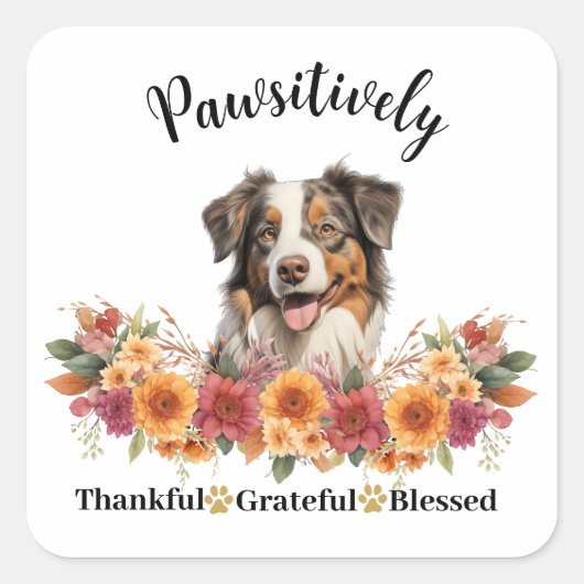 Prachtig Dankbare Gezegende Cute Hond Vierkante Sticker (Voorkant)