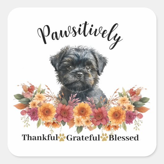 Prachtig Dankbare Gezegende Cute Hond Vierkante Sticker (Voorkant)