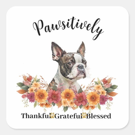 Prachtig Dankbare Gezegende Cute Hond Vierkante Sticker (Voorkant)