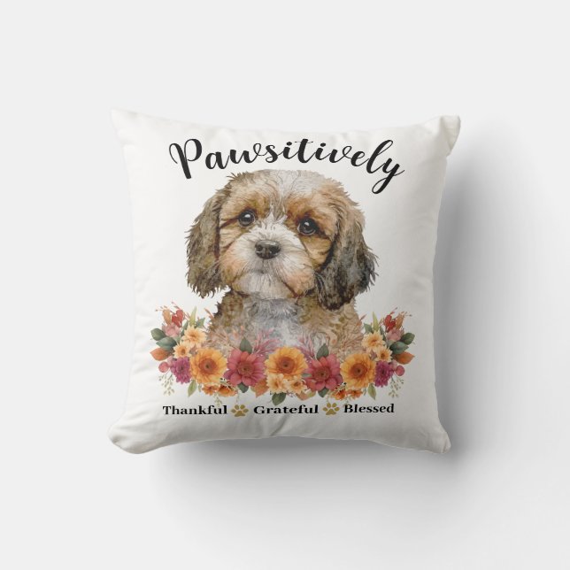 Prachtig Dankbare Gezegende Schattige Hond Kussen (Voorkant)