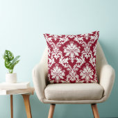 Prachtig Deep Red Damask Floral Pattern Kussen (Stoel)