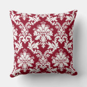 Prachtig Deep Red Damask Floral Pattern Kussen (Achterkant)