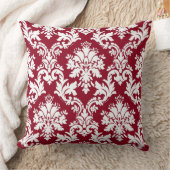 Prachtig Deep Red Damask Floral Pattern Kussen (Deken)