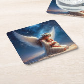 Prachtig digitaal schilderij van Angel met een Bab Kartonnen Onderzetters (Schuin)