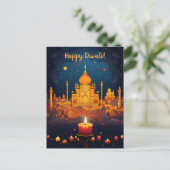 Prachtig Diwali briefkaart met nacht uitzicht (Staand voorkant)