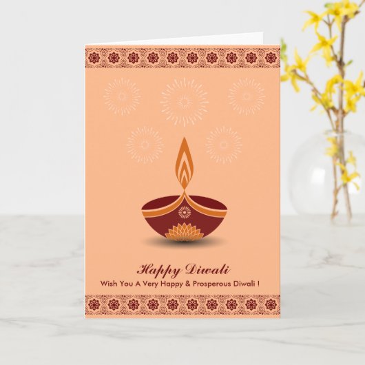 Prachtig Diwali design Kaart (Gele Bloem)