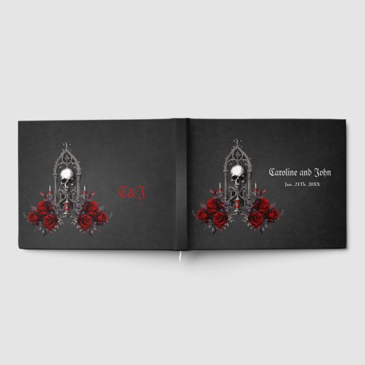 Prachtig donker gotisch bruiloft ontwerp. gastenboek (Volledig)