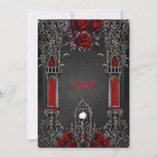 Prachtig donker gotisch bruiloft ontwerp. kaart (Achterkant)
