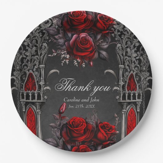 Prachtig donker gotisch bruiloft ontwerp. papieren bordje (Voorkant)