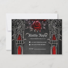Prachtig donker gotisch bruiloft ontwerp. RSVP kaartje