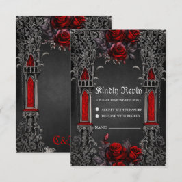 Prachtig donker gotisch bruiloft ontwerp. RSVP kaartje
