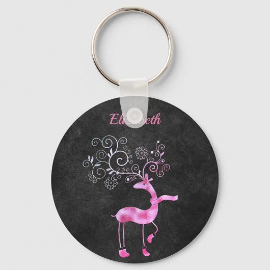 Prachtig, doordringend, roze kerstrenner sleutelhanger (Voorkant)