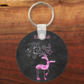 Prachtig, doordringend, roze kerstrenner sleutelhanger (Voorkant)