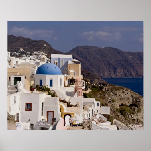 Prachtig dorp Oia met witte gebouwen Poster (Voorkant)