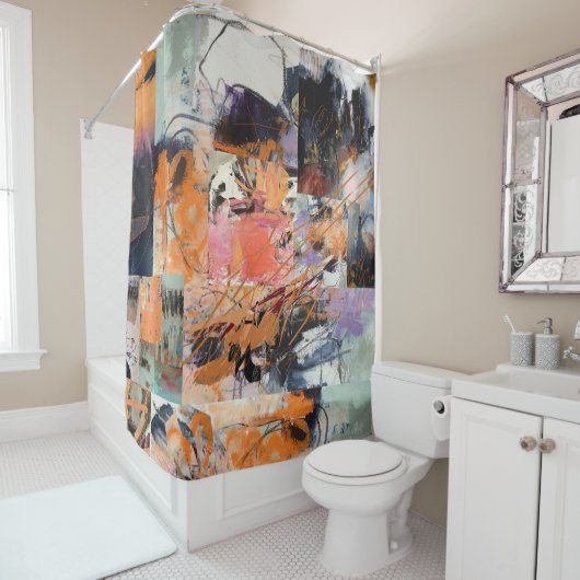 Prachtig douchegordijn met abstract design (In situ)