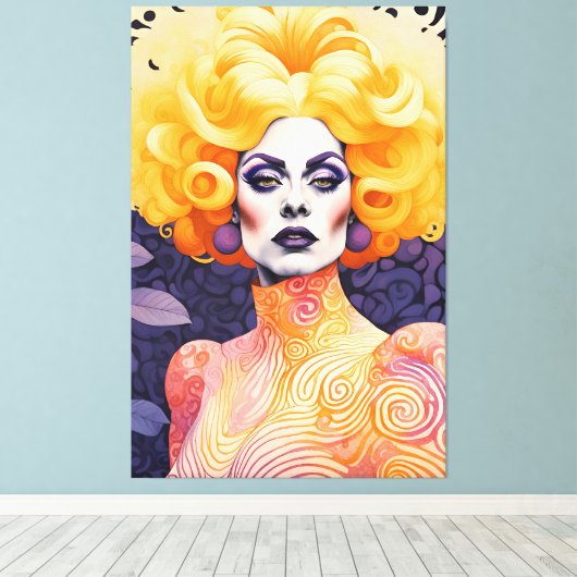 Prachtig Drag Queen Rood Haar Canvas Afdruk (Insitu (Houten vloer))