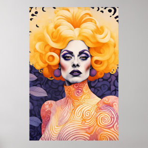 Prachtig Drag Queen Rood Haar Poster