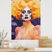 Prachtig Drag Queen Rood Haar Poster (Keuken)