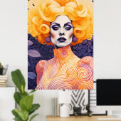 Prachtig Drag Queen Rood Haar Poster (Thuiskantoor)