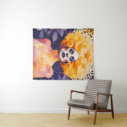 Prachtig Drag Queen Rood Haar Wandkleed (In Situ (horizontaal))