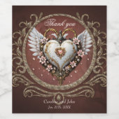 Prachtig edel steampunk hart met vleugels. wijn etiket (Enkel label)