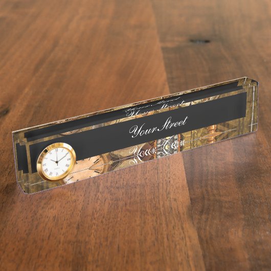 Prachtig edel steampunk ontwerp naambordje (Zijkant)