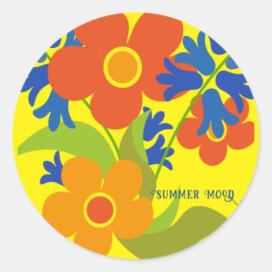 Prachtig eenvoudig zomerbloemenontwerp ronde sticker (Voorkant)