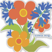 Prachtig eenvoudig zomerbloemenontwerp sticker (Voorkant)