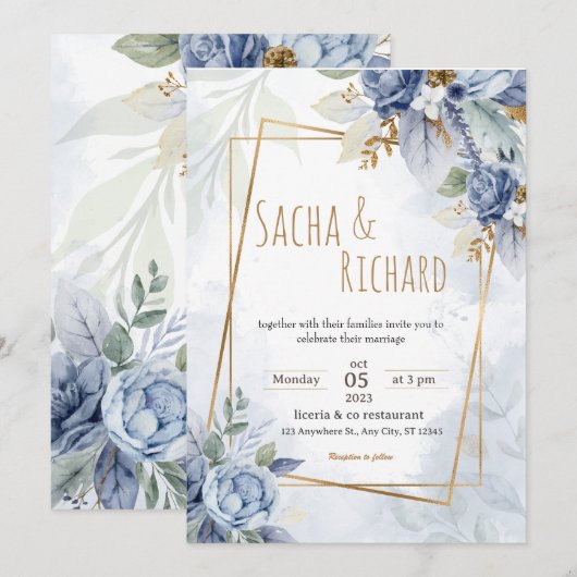 Prachtig eenvoudige bruiloft uitnodigingen. kaart (Voorkant / Achterkant)