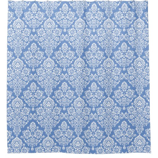 Prachtig Elegant Blue Damask Patroon Douchegordijn (Voorkant)