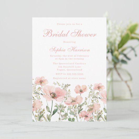 Prachtig Elegant Blush Wildflower Vrijgezellenfees Kaart (Staand voorkant)