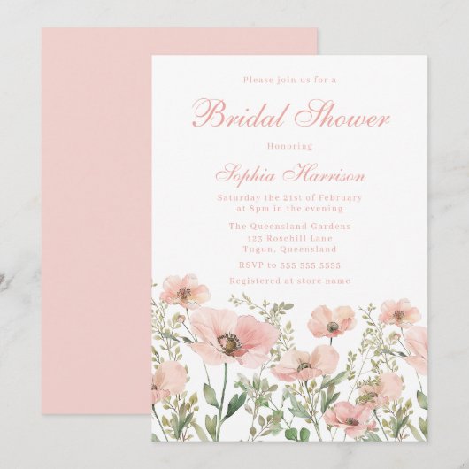 Prachtig Elegant Blush Wildflower Vrijgezellenfees Kaart (Voorkant / Achterkant)