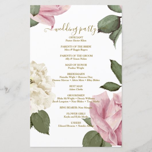 Prachtig Elegant Botanical Wedding Programme (Achterkant)