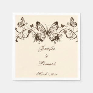 Prachtig elegante vlinder bruiloft servetten