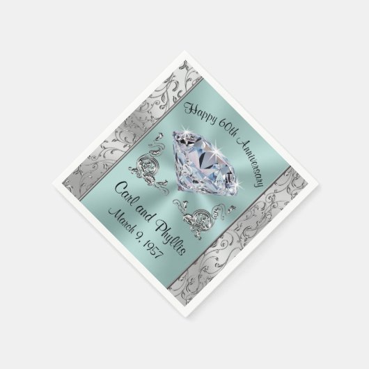 Prachtig elk jaar en kleuren Jubileum servetten (Hoek)