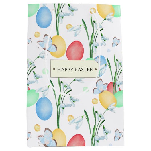 Prachtig en elegant Waterverf paaspatroon Medium Cadeauzakje (Voorkant)