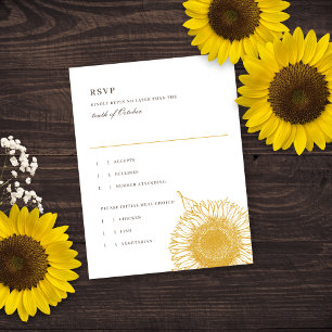Prachtig en elegant zonnebloemen neerslaan Weduwan RSVP Kaartje