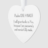 Prachtig en Geweldige Bijbelvers Kerst Hart Ornament (voorkant)