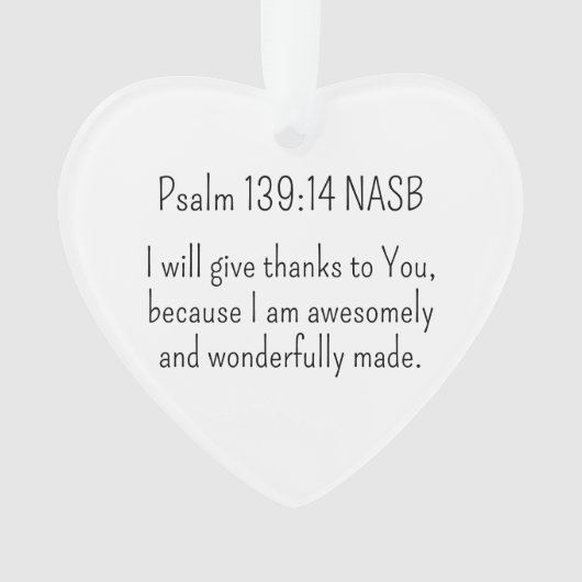 Prachtig en Geweldige Bijbelvers Kerst Hart Ornament (voorkant)