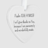 Prachtig en Geweldige Bijbelvers Kerst Hart Ornament (voorkant)