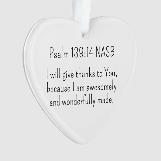 Prachtig en Geweldige Bijbelvers Kerst Hart Ornament (voorkant)