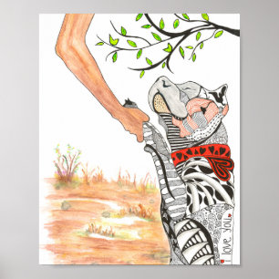 Prachtig en kleurrijk Poster met pit Bull - 8 x 10